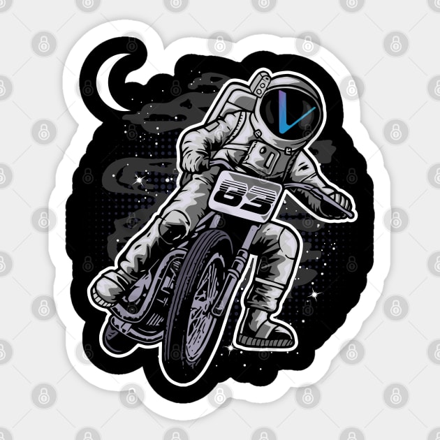 Astronaut Motorbike Vechain Crypto VET Coin To The Moon Token Cryptocurrency Wallet Birthday Gift For Men Women Kids Sticker by Thingking About